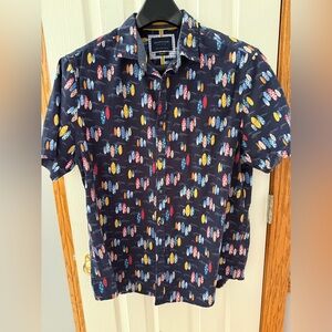 Denim & Flower Size XL Men's Hawaiian Surfboard Short Sleeve Button Down Shirt